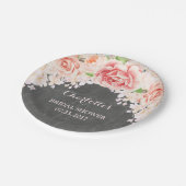Assiettes En Carton Fête de la mariée florale de tableau d'aquarelle (Angle)