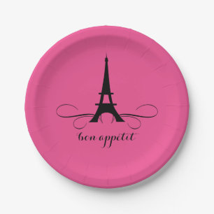 Assiettes En Carton Fête de la mariée lunatique de Tour Eiffel   de