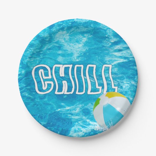 Assiettes En Carton Fête de la piscine d'été (Devant)