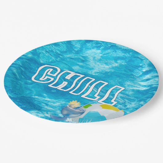 Assiettes En Carton Fête de la piscine d'été (Angle)