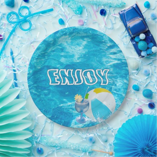 Assiettes En Carton Fête de la piscine d'été (Fête)