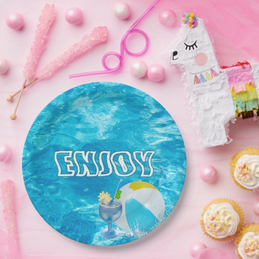 Assiettes En Carton Fête de la piscine d'été (Fête)