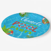 Assiettes En Carton Fête de la piscine tropicale | Anniversaire d'été (Angle)