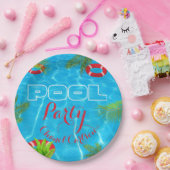 Assiettes En Carton Fête de la piscine tropicale | Anniversaire d'été (Fête)