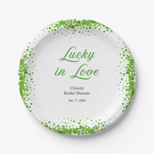Assiettes En Carton Fête de la Saint-Patrick Chanceux en Amour Récepti
