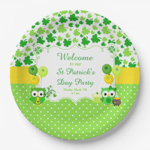 Assiettes En Carton Fête de la Saint-Patrick Chouettes Mignonnes