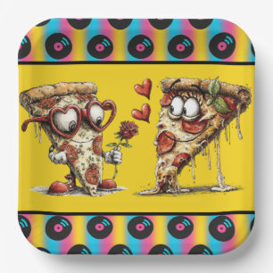 Assiettes En Carton Fête de la Saint-Valentin Pizza Party