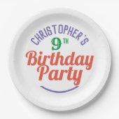 Assiettes En Carton Fête de l'âge 9e anniversaire Plaques papier (Devant)