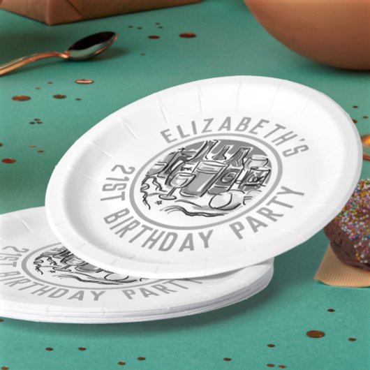 Assiettes En Carton Fête de l'âge de 21e anniversaire
