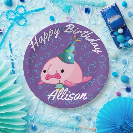 Assiettes En Carton Fête de l'anniversaire Blobfish violet (Fête)