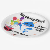 Assiettes En Carton Fête de l'anniversaire du bébé requin (Angle)