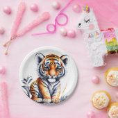 Assiettes En Carton Fête de l'anniversaire du tigre (Fête)