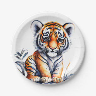 Assiettes En Carton Fête de l'anniversaire du tigre