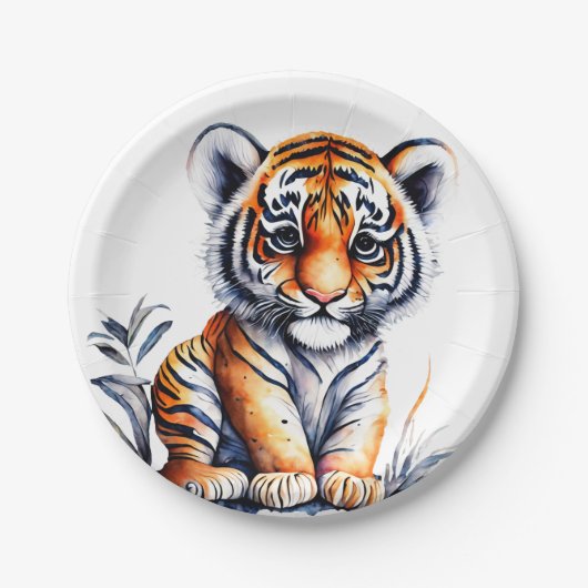 Assiettes En Carton Fête de l'anniversaire du tigre (Devant)
