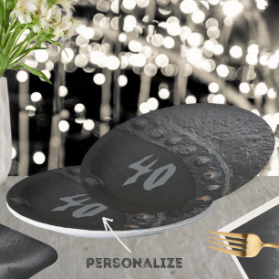 Assiettes En Carton Fête de l'homme de style industriel en métal noir