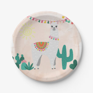 Assiettes En Carton Fête de Llama rose