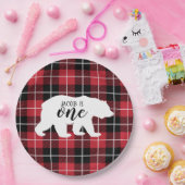 Assiettes En Carton Fête de l'ours sauvage Flannel Plaid Motif 1er ann (Fête)