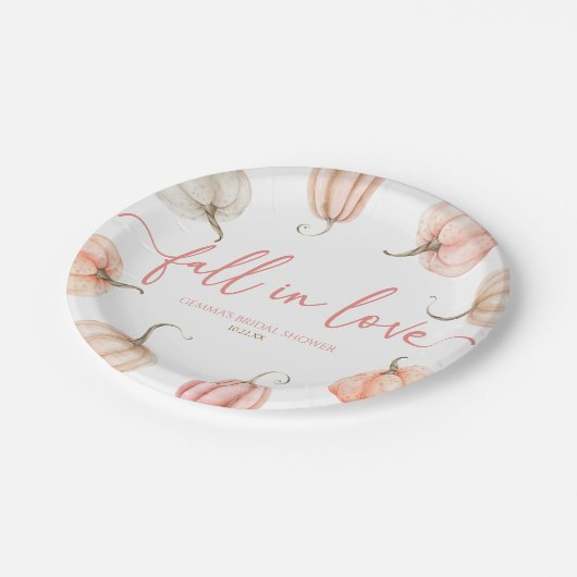 Assiettes En Carton Fête de mariage automnal Citrouille rose (Angle)