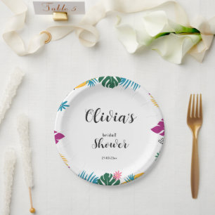 Assiettes En Carton Fête de mariage aux feuilles multicolores