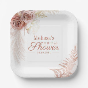 Assiettes En Carton Fête de mariage aux herbes de Pampas Terre cuite R