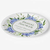 Assiettes En Carton Fête de Mariage aux Hydrangeas Bleus (Angle)