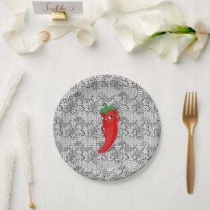 Assiettes En Carton Fête de mariage avec diva au piment rouge brûlant