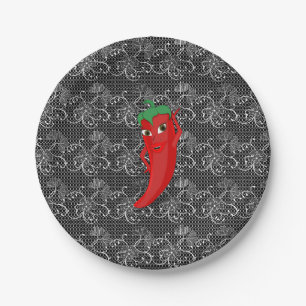 Assiettes En Carton Fête de mariage avec diva piment rouge chaud