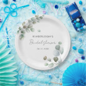 Assiettes En Carton Fête de Mariage avec Feuillage d'Eucalyptus (Fête)