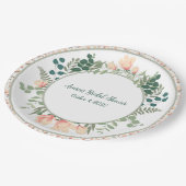 Assiettes En Carton Fête de mariage avec fleurs de magnolia roses et v (Angle)