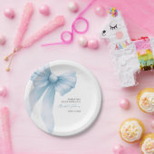 Assiettes En Carton Fête de mariage avec nœud bleu Coquette (Fête)