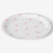 Assiettes En Carton Fête de mariage avec un nœud rose (Angle)