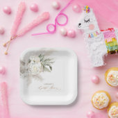 Assiettes En Carton Fête de mariage bohème avec fleurs blanches et her (Fête)