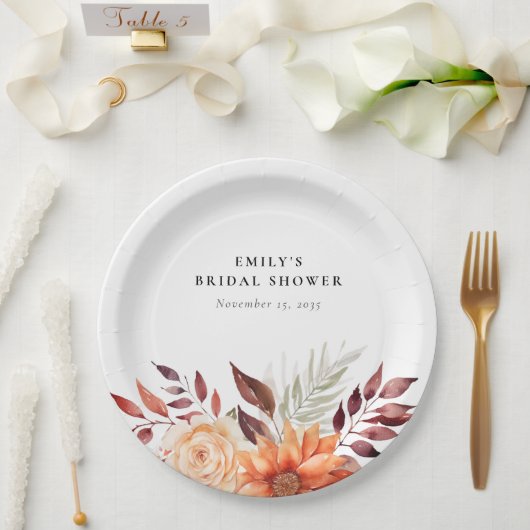 Assiettes En Carton Fête de mariage bohème florale d'automne (Mariage)