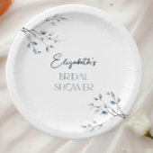 Assiettes En Carton Fête de mariage botanique hivernale bleue florale