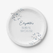 Assiettes En Carton Fête de mariage botanique hivernale bleue florale (Devant)