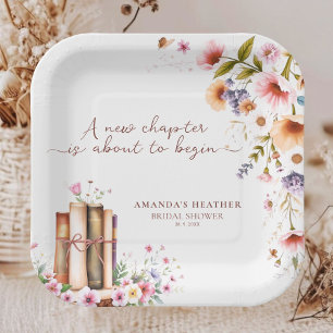 Assiettes En Carton Fête de Mariage Champêtre avec un Livre de Contes