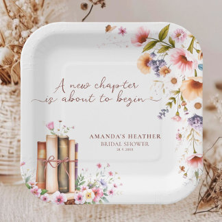 Assiettes En Carton Fête de Mariage Champêtre avec un Livre de Contes