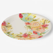 Assiettes En Carton Fête de mariage champêtre bohème avec aquarelle fl (Angle)