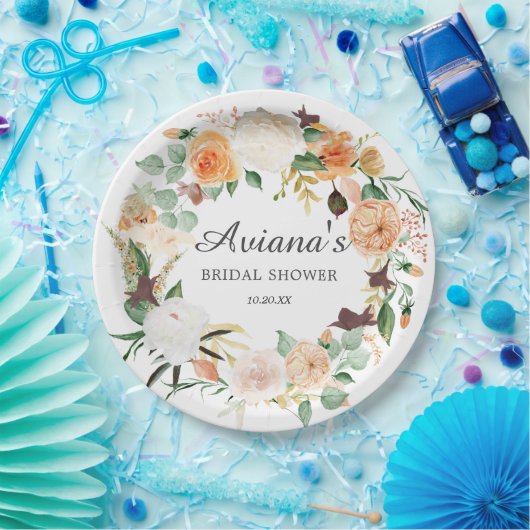 Assiettes En Carton Fête de mariage champêtre floral automnal (Fête)