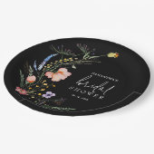 Assiettes En Carton Fête de mariage champêtre noir (Angle)