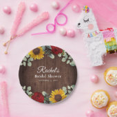 Assiettes En Carton Fête de mariage champêtre Tournesol Eucalyptus Ros (Fête)