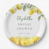 Assiettes En Carton Fête de mariage Citron Jaune Aquarelle (Devant)