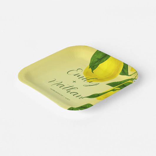 Assiettes En Carton Fête de mariage Citrus jaune vif (Angulaire)