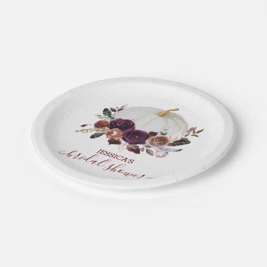 Assiettes En Carton Fête de mariage de citrouille florale d'automne (Angle)