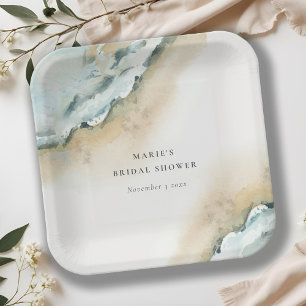 Assiettes En Carton Fête de mariage de la mer côtière vague sable plag