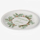 Assiettes En Carton Fête de mariage de Noël Cône de pin Baies rouges (Angle)