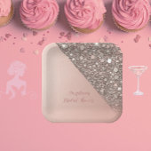 Assiettes En Carton Fête de mariage élégante rose doré