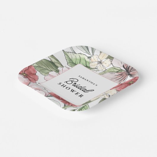 Assiettes En Carton Fête de mariage Élégantes Fleurs d'Été (Angulaire)