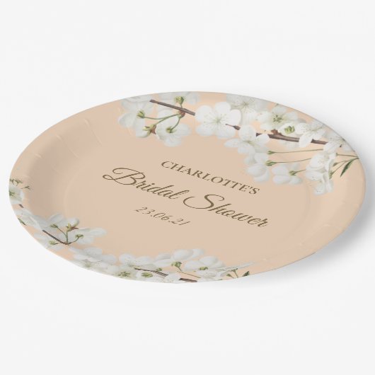 Assiettes En Carton Fête de mariage Fleur de Blancheur (Angle)