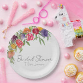 Assiettes En Carton Fête de Mariage Fleurs de Tulipes et Verdure Brill (Fête)